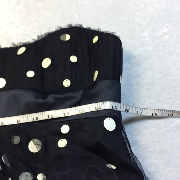 Badgley Mishka Strapless Party Dress Size 10 Womans Black Polka Dot Embellished - Picture 7 of 15